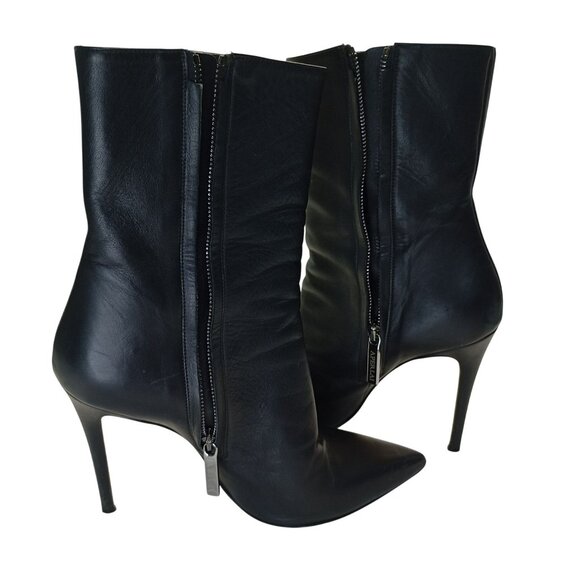 Aperlai Paris Boots Leather Pointed Toe High Heel Ankle 38 Women Elegant Style - Picture 12 of 12